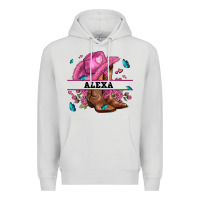 Dove Grey pink costom name cowgirl hat and roses Premium Hoodie - AdoDesignShop