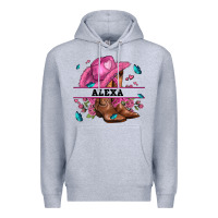 Heather Grey pink costom name cowgirl hat and roses Premium Hoodie - AdoDesignShop