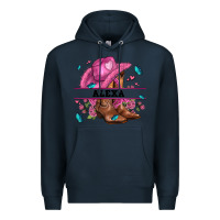 Navy pink costom name cowgirl hat and roses Premium Hoodie - AdoDesignShop