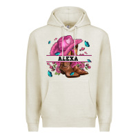 Oatmeal Heather pink costom name cowgirl hat and roses Premium Hoodie - AdoDesignShop