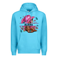 Ocean Blue pink costom name cowgirl hat and roses Premium Hoodie - AdoDesignShop