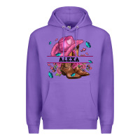 Purple pink costom name cowgirl hat and roses Premium Hoodie - AdoDesignShop