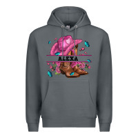 Rock pink costom name cowgirl hat and roses Premium Hoodie - AdoDesignShop