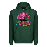 Sports Green pink costom name cowgirl hat and roses Premium Hoodie - AdoDesignShop