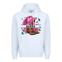 White pink costom name cowgirl hat and roses Premium Hoodie - AdoDesignShop