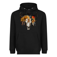 Black Halloween Bull Skull Heavyweight Hoodie - RanaPortraitStore