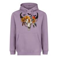 Lavender Halloween Bull Skull Heavyweight Hoodie - RanaPortraitStore
