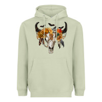 Matcha Halloween Bull Skull Heavyweight Hoodie - RanaPortraitStore