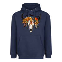 Navy Halloween Bull Skull Heavyweight Hoodie - RanaPortraitStore