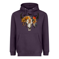 Plum Halloween Bull Skull Heavyweight Hoodie - RanaPortraitStore