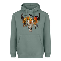 Sage Halloween Bull Skull Heavyweight Hoodie - RanaPortraitStore