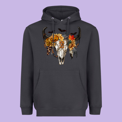 Heavyweight Hoodie Halloween Bull Skull