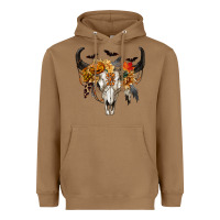 Toasted Coconut Halloween Bull Skull Heavyweight Hoodie - RanaPortraitStore