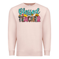 Pale Pink blessed teacher Premium Sweatshirt - Zillion Design Studio
