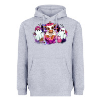 Heather Grey Halloween ghost Heifer Heavyweight Hoodie - RanaPortraitStore