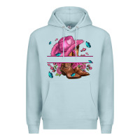 Blue Mist pink cowgirl hat and roses Premium Hoodie - AdoDesignShop