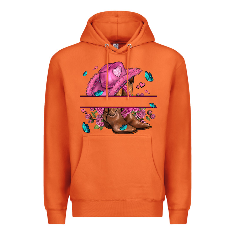 Pink Cowgirl Hat And Roses Premium Hoodie by AdoDesignShop | Teevron