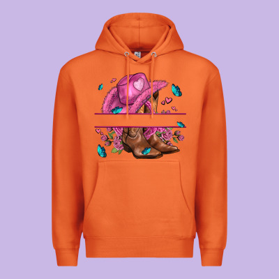 Pink Cowgirl Hat And Roses Premium Hoodie Designed By Adodesignshop