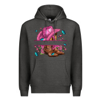 Charcoal Heather pink cowgirl hat and roses Premium Hoodie - AdoDesignShop