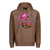 Chestnut pink cowgirl hat and roses Premium Hoodie - AdoDesignShop