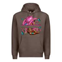 Coffee pink cowgirl hat and roses Premium Hoodie - AdoDesignShop