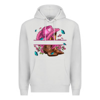 Dove Grey pink cowgirl hat and roses Premium Hoodie - AdoDesignShop