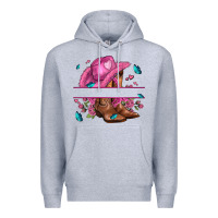 Heather Grey pink cowgirl hat and roses Premium Hoodie - AdoDesignShop