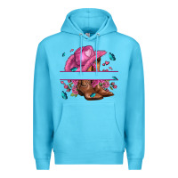 Ocean Blue pink cowgirl hat and roses Premium Hoodie - AdoDesignShop