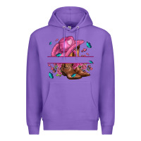 Purple pink cowgirl hat and roses Premium Hoodie - AdoDesignShop