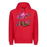 Red pink cowgirl hat and roses Premium Hoodie - AdoDesignShop