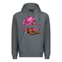 Rock pink cowgirl hat and roses Premium Hoodie - AdoDesignShop