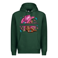 Sports Green pink cowgirl hat and roses Premium Hoodie - AdoDesignShop