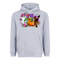 Heather Grey Halloween ghost and jack o lantern Heavyweight Hoodie - RanaPortraitStore