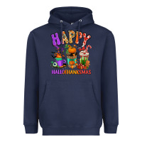 Navy Happy Hallothanksmas coffee cups Heavyweight Hoodie - RanaPortraitStore