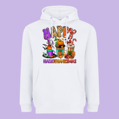 Heavyweight Hoodie Happy Hallothanksmas coffee cups