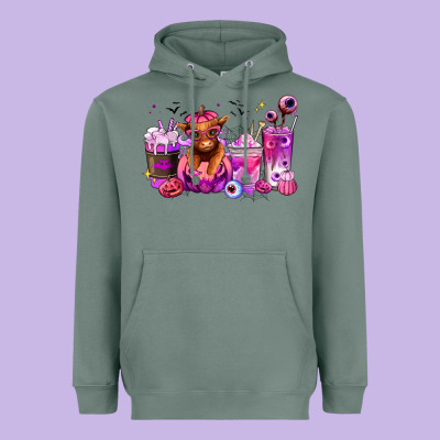 Heavyweight Hoodie Halloween Heifer coffee cups