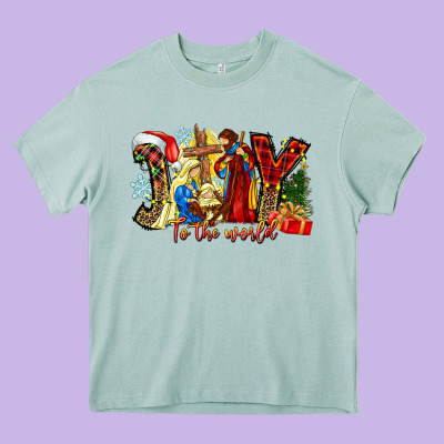 Joy To The World Heavy Core Tee Designed By Cowhidedigitalart