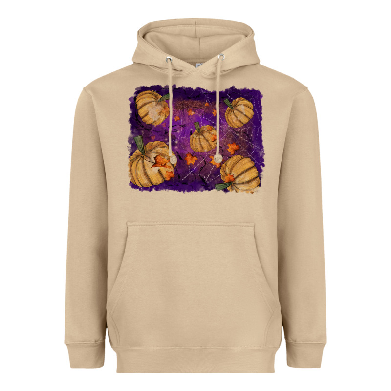 Halloween Pumpkin Cobweb Background Heavyweight Hoodie by RanaPortraitStore | Teevron
