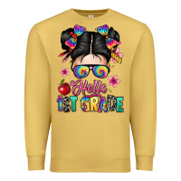 Antique Gold hello first grade Premium Sweatshirt - texasbilliewilder