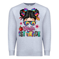 Heather Grey hello first grade Premium Sweatshirt - texasbilliewilder
