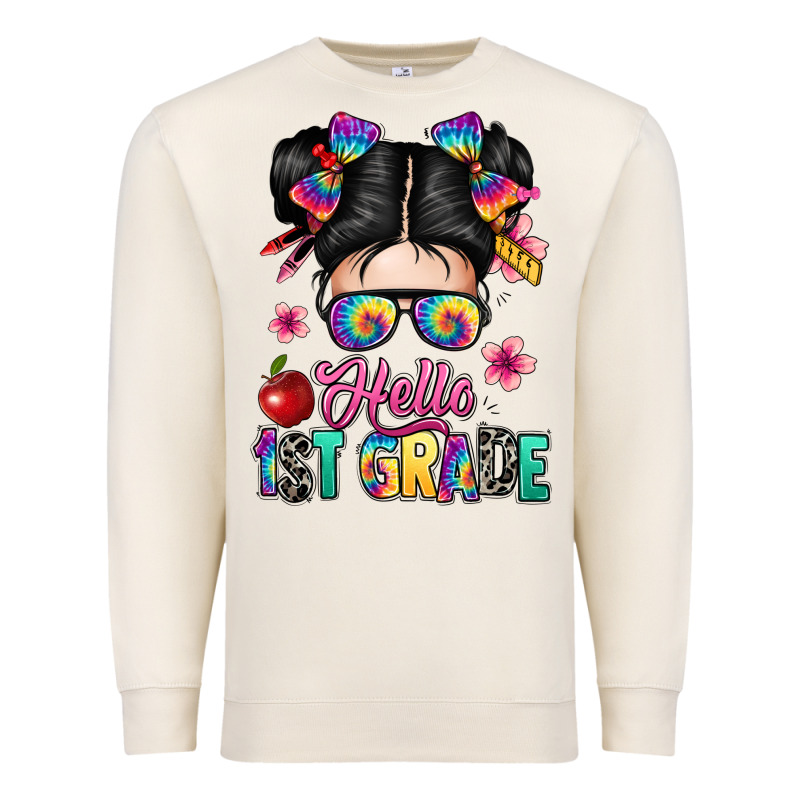 Hello First Grade Premium Sweatshirt by texasbilliewilder | Teevron