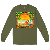 Army Green sunset beach Long Sleeve Tee - BarkalooDesign