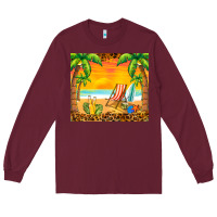 Burgundy sunset beach Long Sleeve Tee - BarkalooDesign