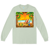 Matcha sunset beach Long Sleeve Tee - BarkalooDesign