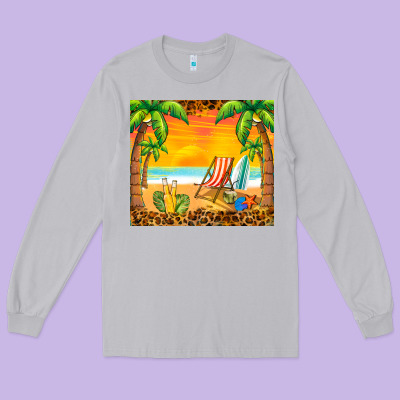 Sunset Beach Long Sleeve Tee Designed By Barkaloodesign