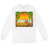 White sunset beach Long Sleeve Tee - BarkalooDesign