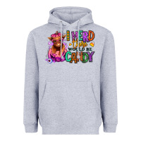 Heather Grey I herd there would be candy Heifer Heavyweight Hoodie - RanaPortraitStore