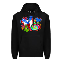 Black western leopard puerto rico hearts Premium Hoodie - AdoDesignShop