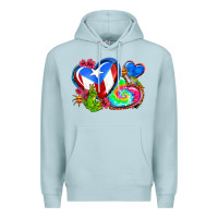 Blue Mist western leopard puerto rico hearts Premium Hoodie - AdoDesignShop