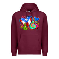 Burgundy western leopard puerto rico hearts Premium Hoodie - AdoDesignShop